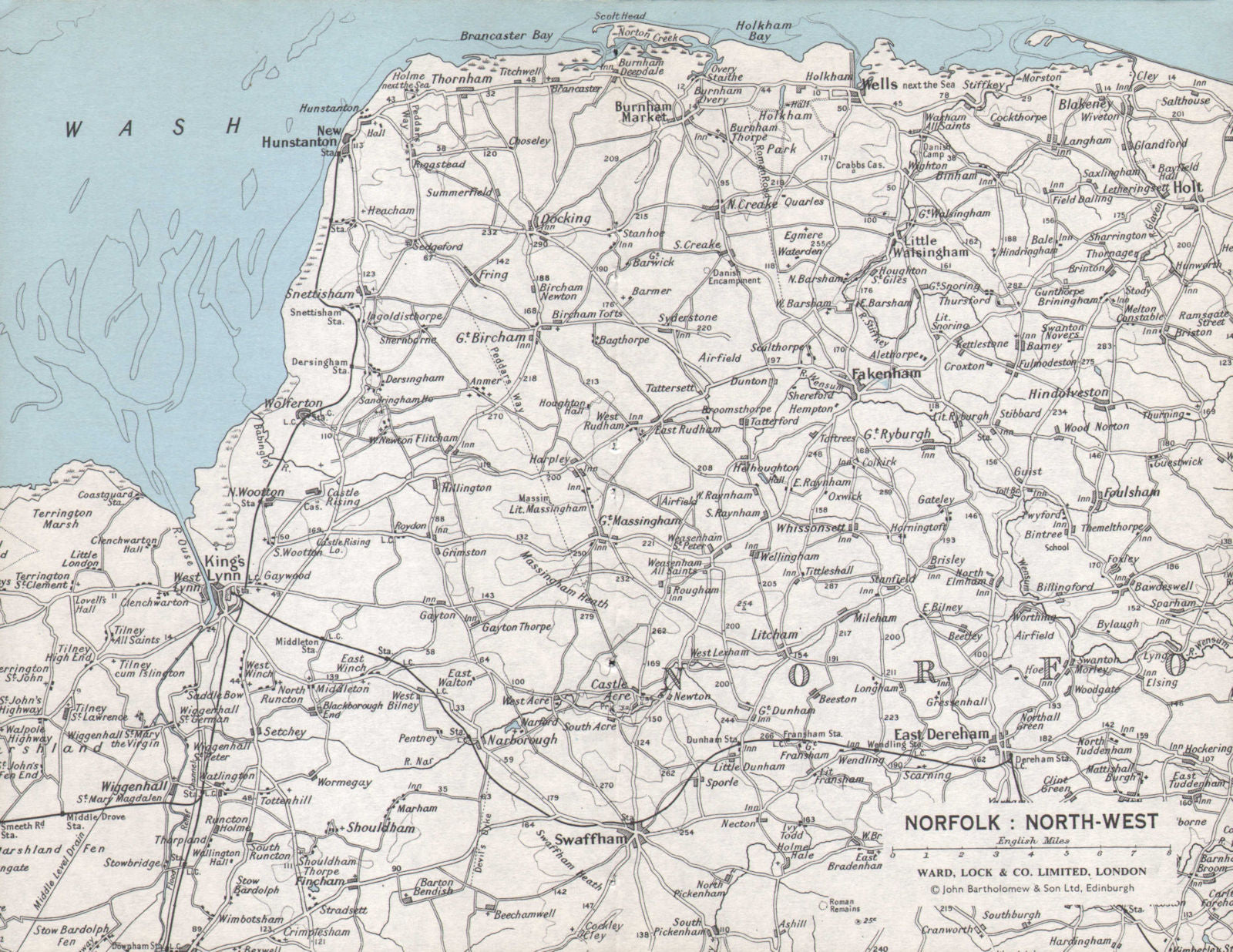 NORFOLK NORTH WEST COAST. King's Lynn Hunstanton Swaffham. WARD LOCK 1971 map